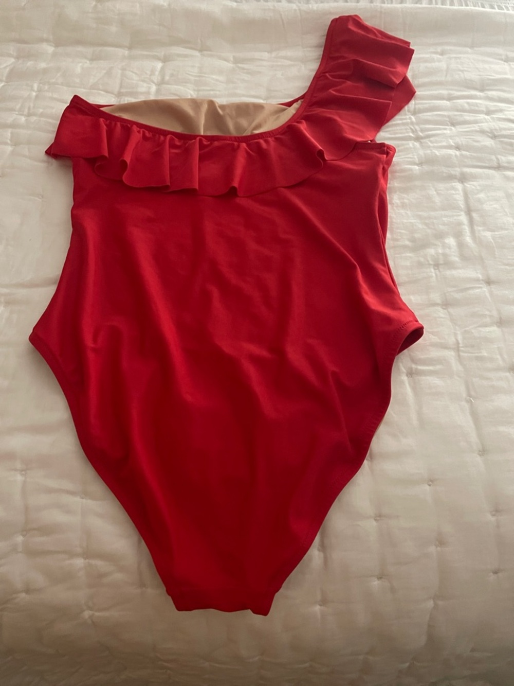 J. Crew Red One-Shoulder Ruffle One-Piece Swimsuit - Picture 4 of 4